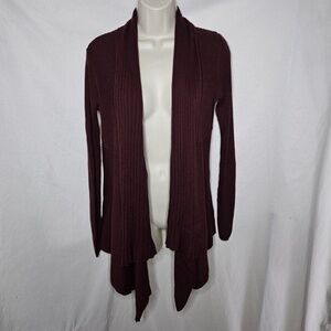Womens Apt 9 Burgundy Red Ribbed Open Front Waterfall Cardigan Long Sleeve Sz M